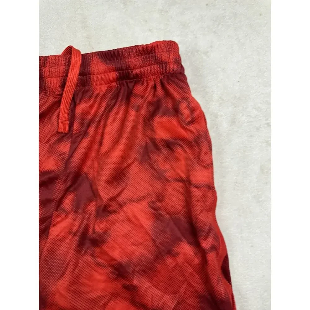 Nike Dri-FIT Youth L Red Black Printed Athletic Training Shorts Drawstring